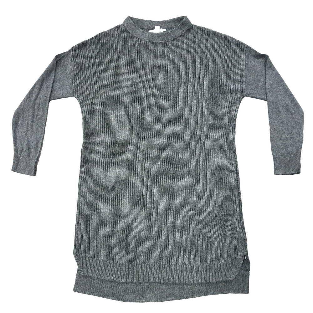 HaloGen Grey Dark Charcoal Heather Long Side Zipped Sweater Women's XLarge